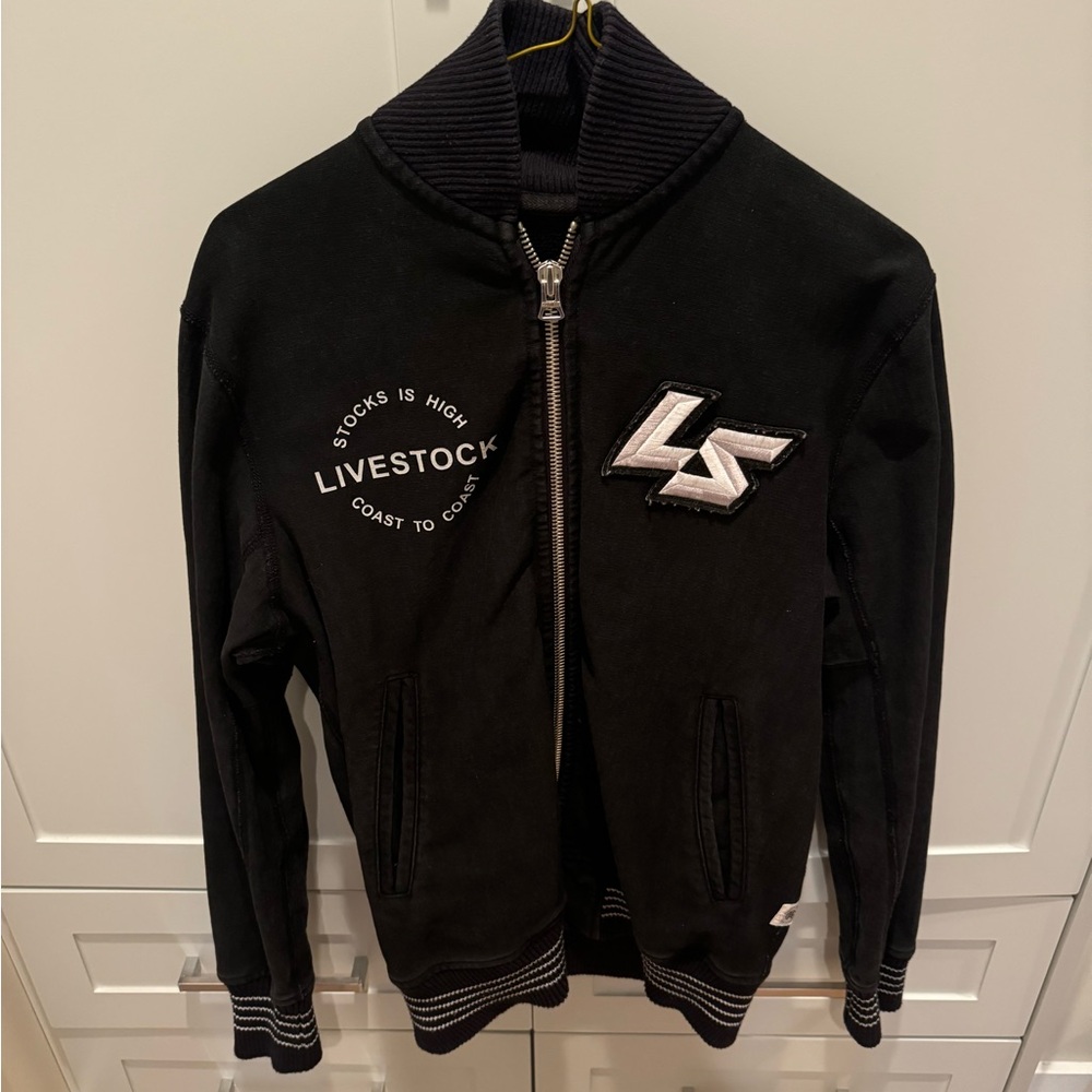 Reigning Champ X Livestock collab jacket, men’s size medium, black/white